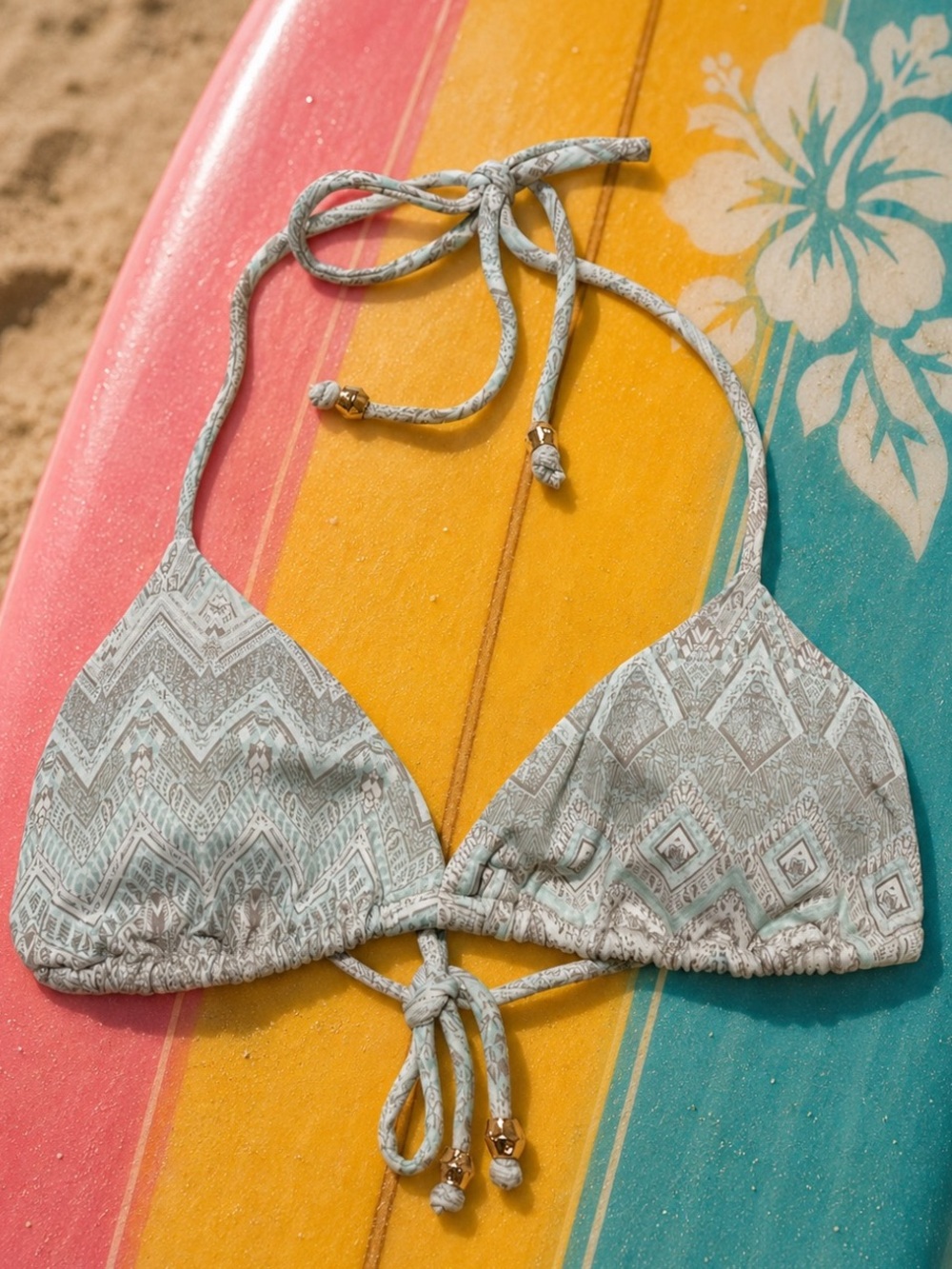Eberjey Light Blue & White Printed Triangle Swim Top